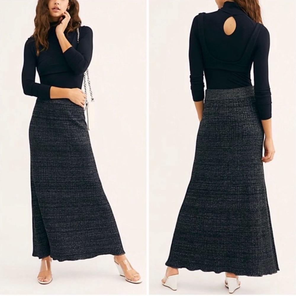 🆕 Free People Shine Bright Metallic Maxi Skirt - Picture 12 of 13